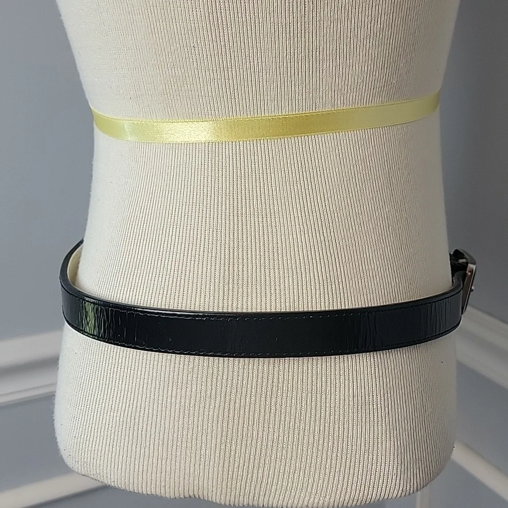 BLACK Patent Silver‎ Tone Hardware Classic Office Dress Business Accessory Belt